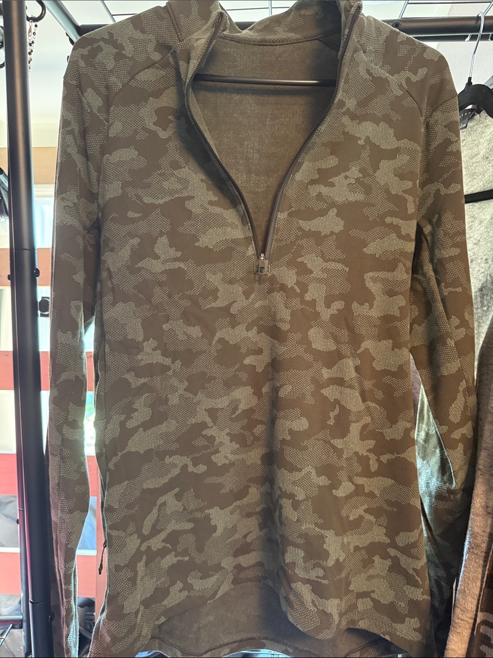 lululemon athletica Men's Olive Camo Quarter-Zip Pullover